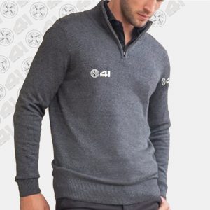 41 Club Cotton & Acrylic Zip Neck Sweater